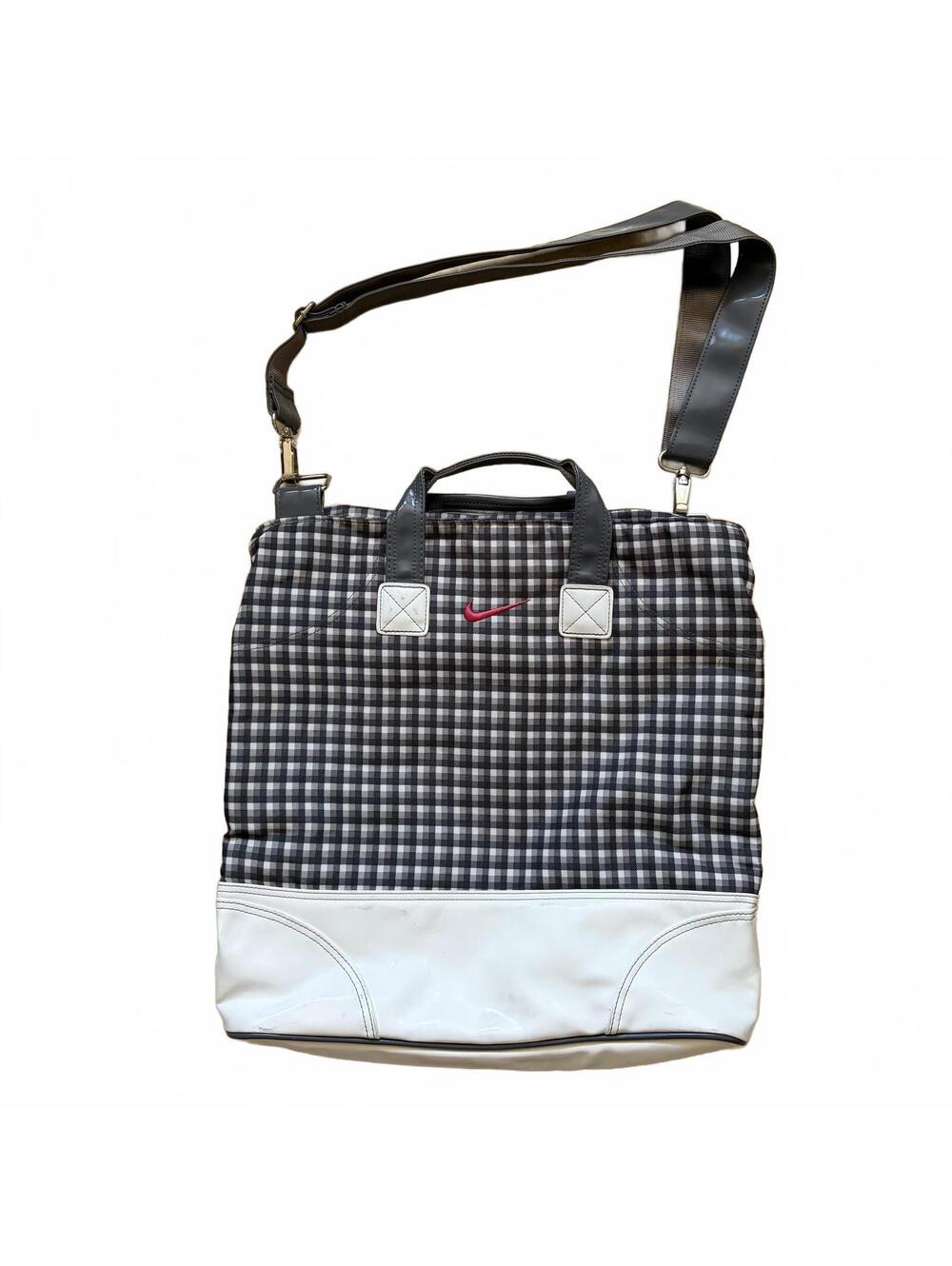 Vintage Nike Brassie Tote Bag Golf Shoe Plaid Shoulder Strap Mesh Pocket Women